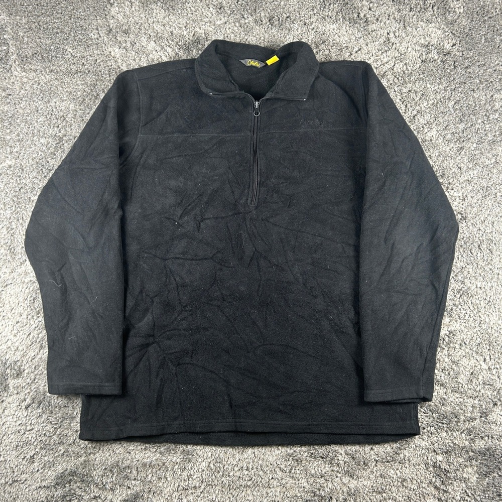 Cabelas Polar Fleece Mens M Black 1/4 Zip Sweatshirt Pullover Outdoor‎ Gorpcore